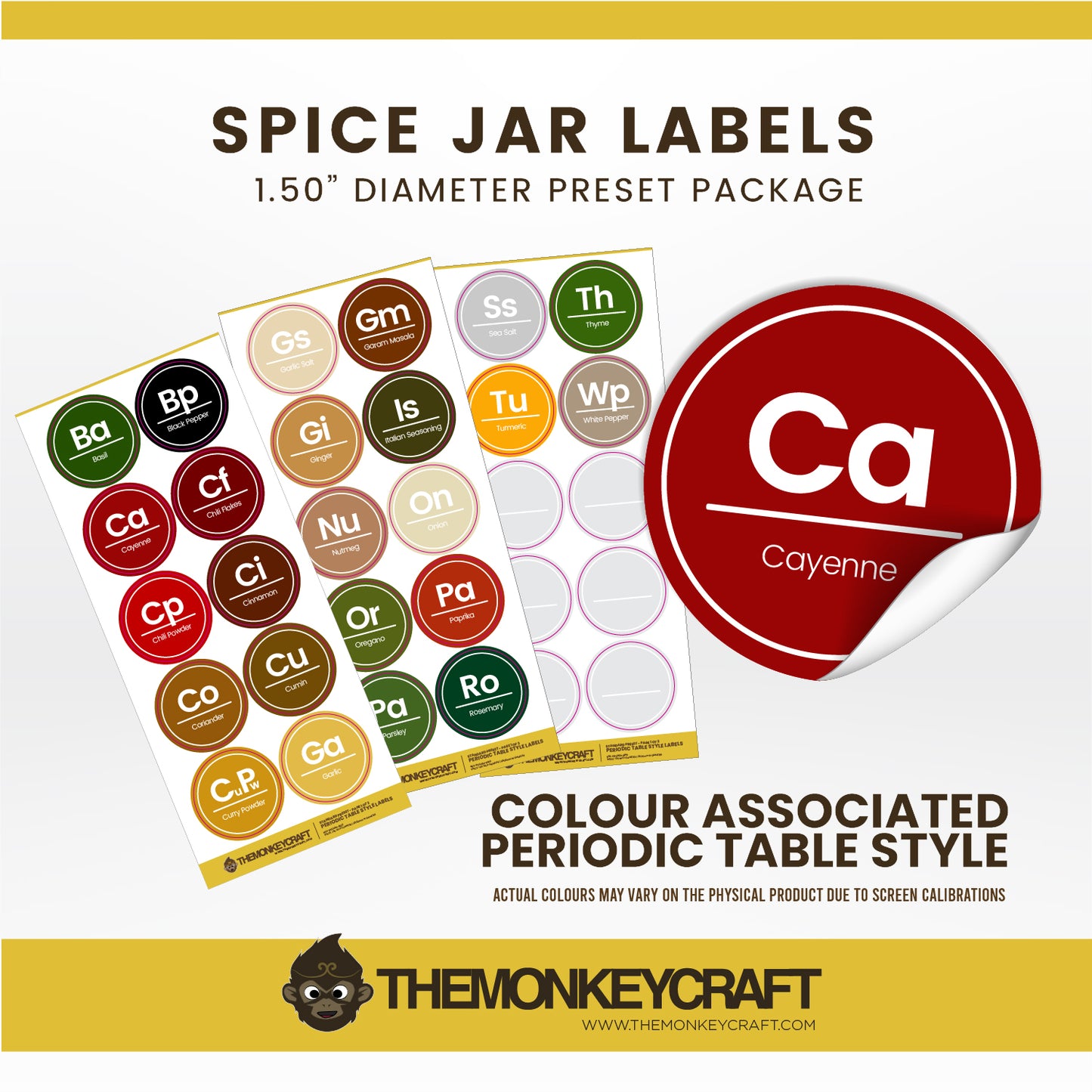 Periodic Table Styled Spice Labels - 010 - STANDARD PRESET