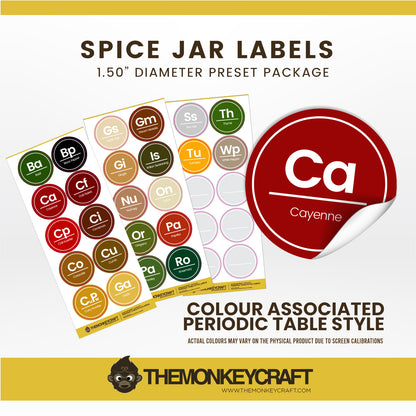 Periodic Table Styled Spice Labels - 010 - STANDARD PRESET