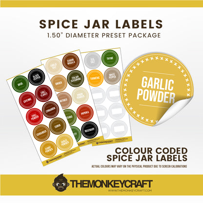 Kitchen Spice Jar Labels - Style 006 - STANDARD SET